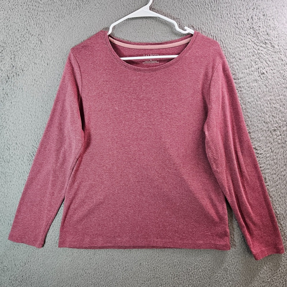 Talbots Tee Top Women XL Cotton Stretch Long Sleeve Purple Red